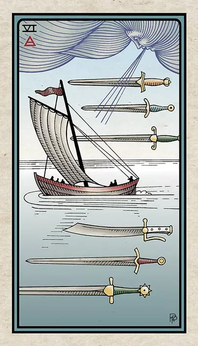 Seis de Espadas — Alchemical Tarot
