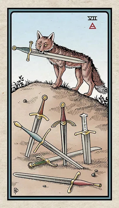 Siete de Espadas — Alchemical Tarot