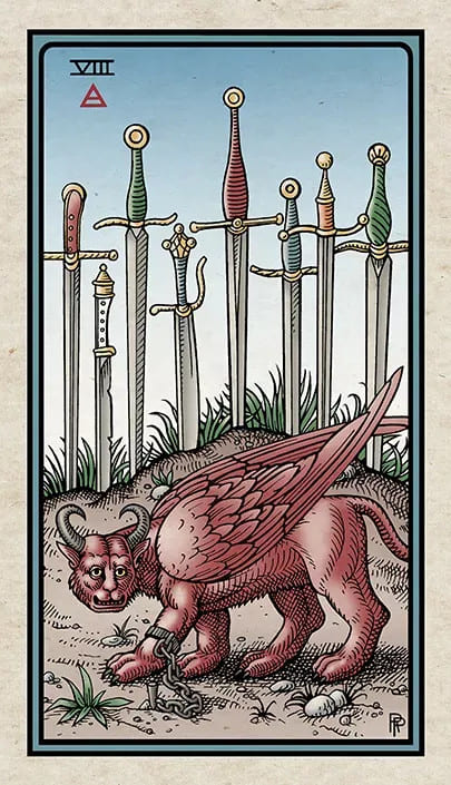 Ocho de Espadas — Alchemical Tarot