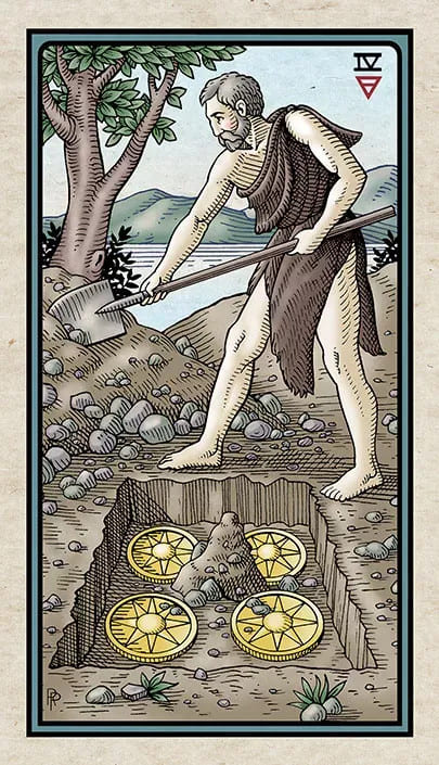 Cuatro de Oros — Alchemical Tarot