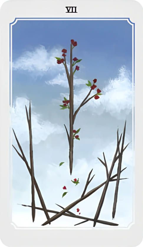 Siete de Bastos — Anima Mundi Tarot