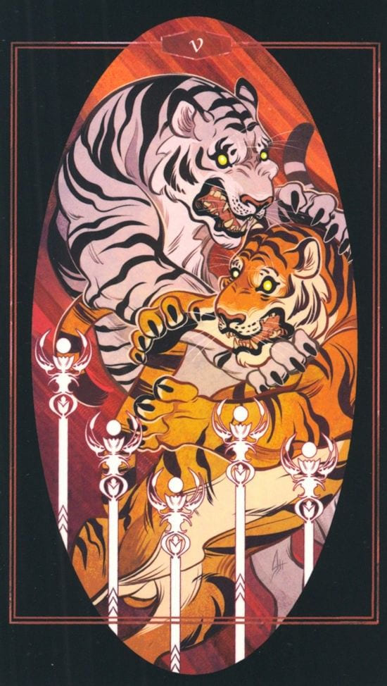 Five of Wands — The Children of Litha Tarot