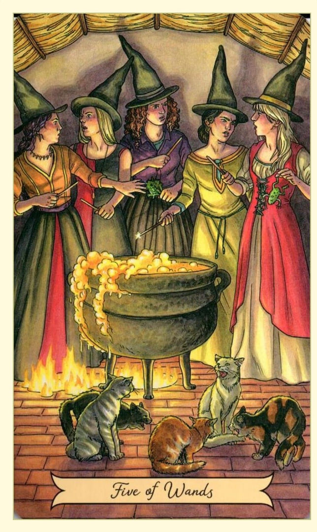 Five of Wands — Everyday Witch Tarot