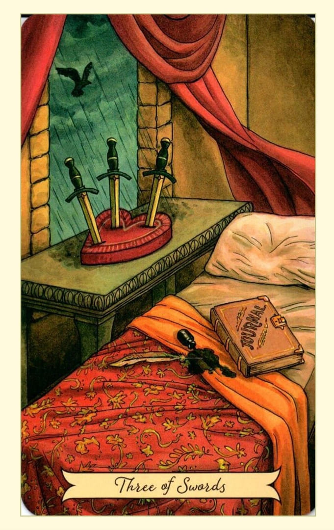 Tres de Espadas — Everyday Witch Tarot