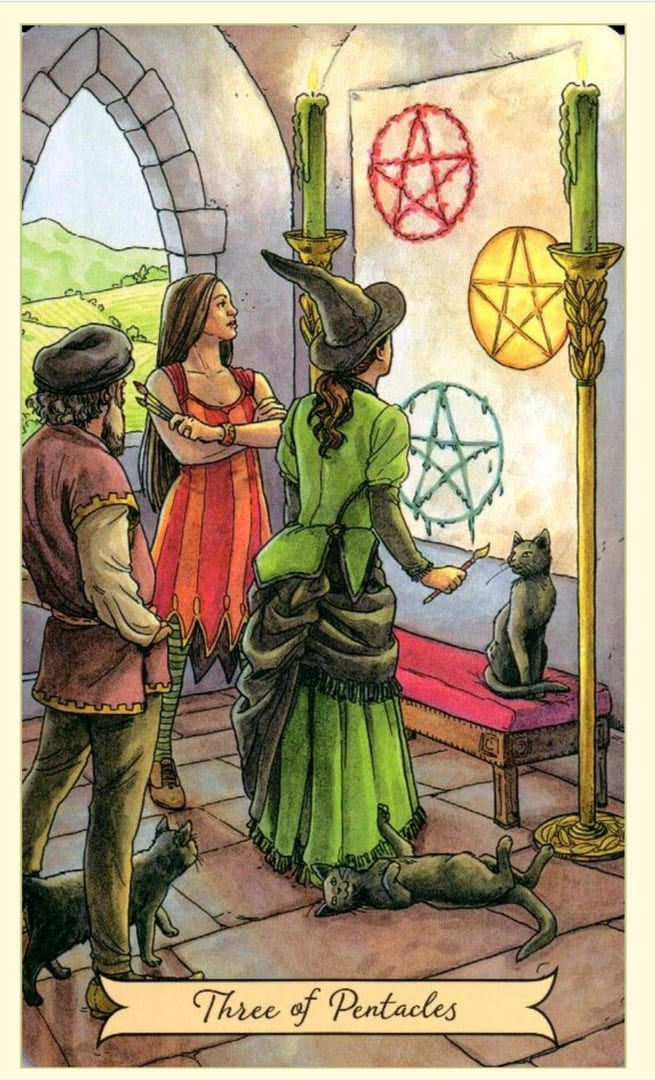 Tres de Oros — Everyday Witch Tarot