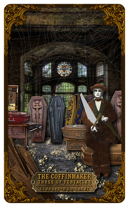 Three of Pentacles — Crooked Way Gothic Tarot