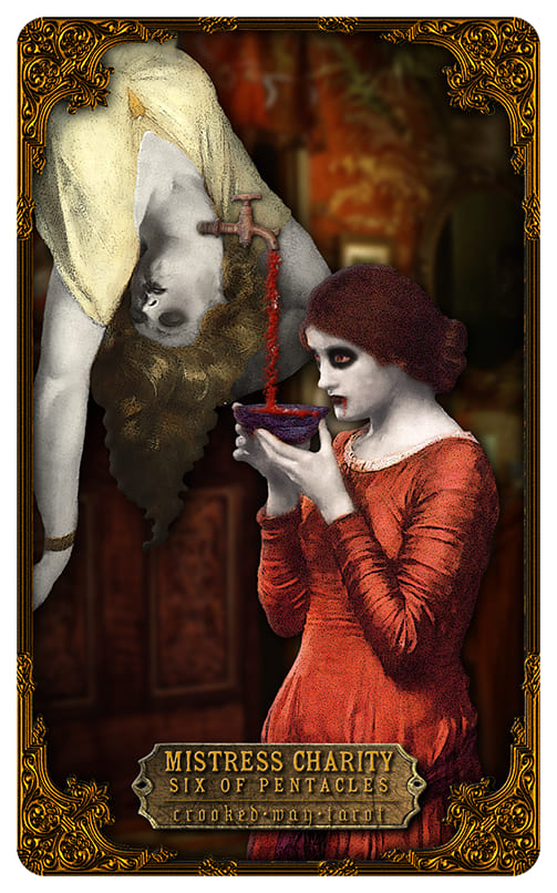 Six of Pentacles — Crooked Way Gothic Tarot