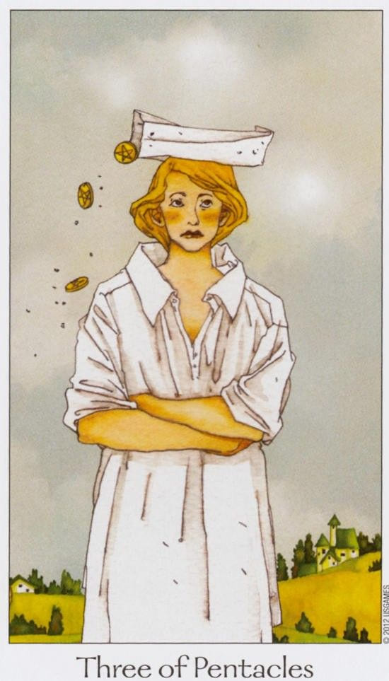 Tres de Oros — Dreaming Way Tarot