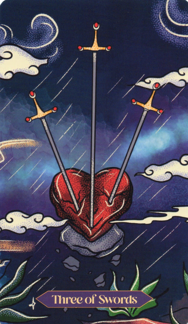 Tres de Espadas — Dreamscapes Tarot