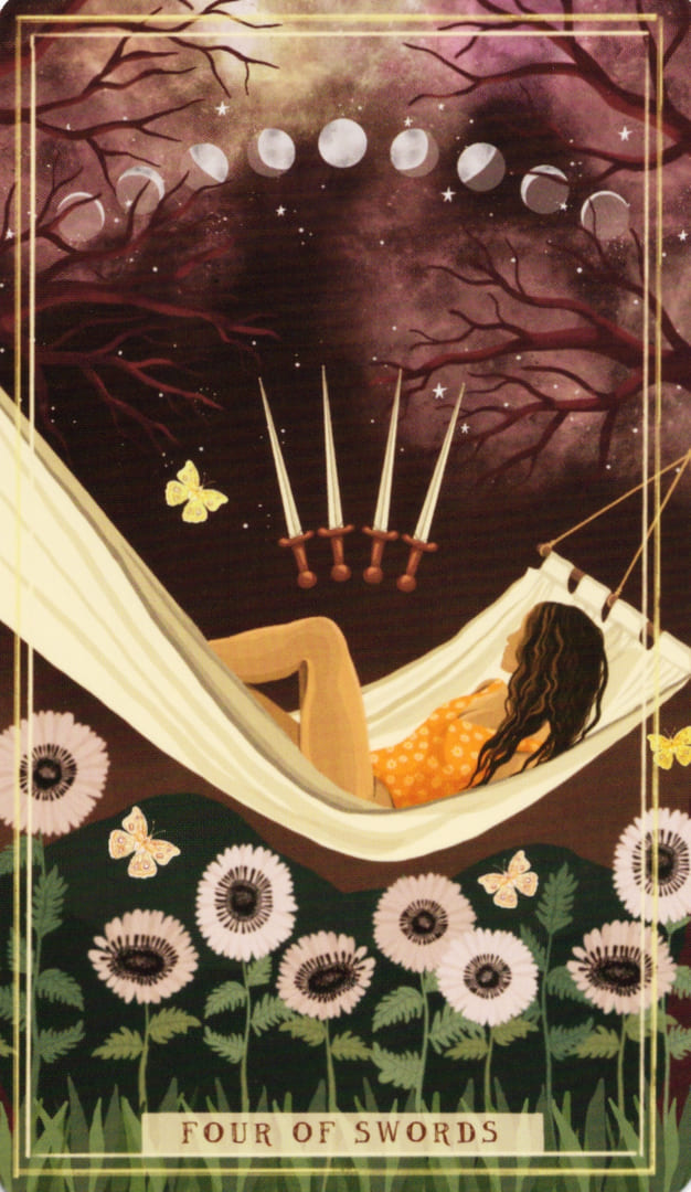 Cuatro de Espadas — Earth Woman Tarot