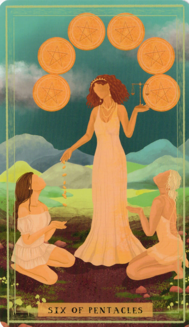 Six Of Pentacles Earth Woman Tarot Elvi Tarot Six Of Pentacles Earth Woman Tarot Elvi Tarot