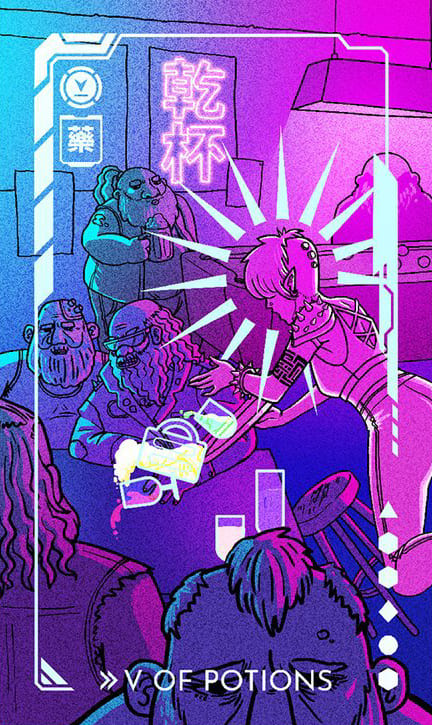 Five of Cups — Eldritch Overload Tarot