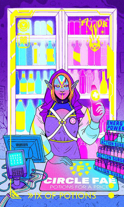 Nueve de Copas — Eldritch Overload Tarot