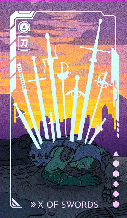 Ten of Swords — Eldritch Overload Tarot