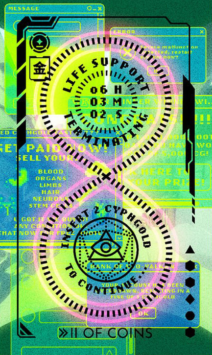 Dos de Oros — Eldritch Overload Tarot