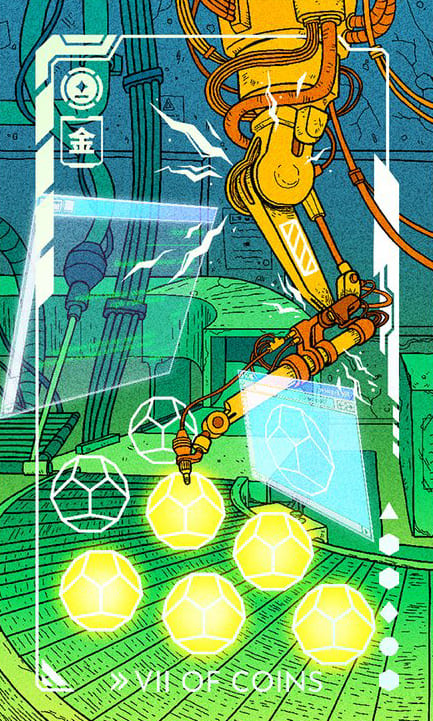 Seven of Pentacles — Eldritch Overload Tarot