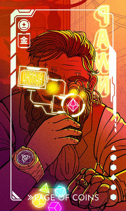 Sota de Oros — Eldritch Overload Tarot