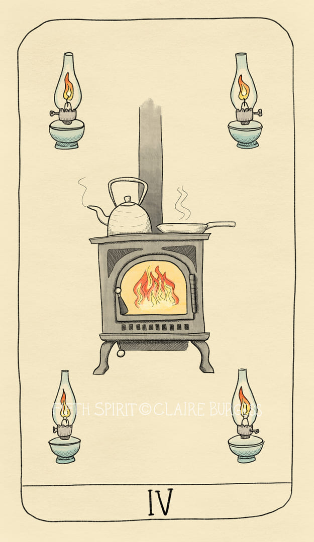 Cuatro de Bastos — Fifth Spirit Tarot