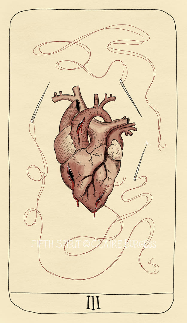 Tres de Espadas — Fifth Spirit Tarot