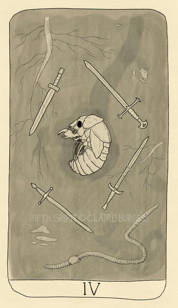 Cuatro de Espadas — Fifth Spirit Tarot