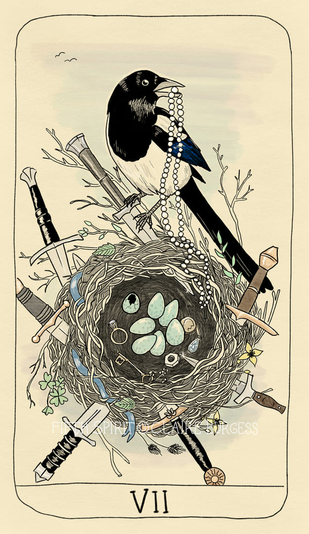 Siete de Espadas — Fifth Spirit Tarot