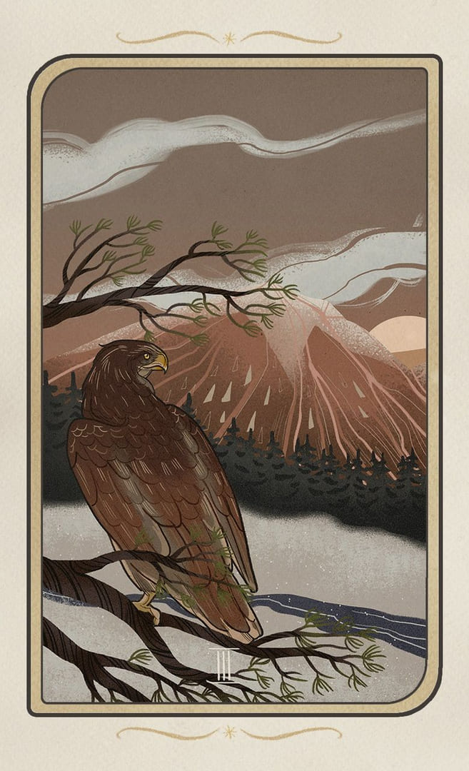 Tres de Bastos — Forgotten Legends Tarot