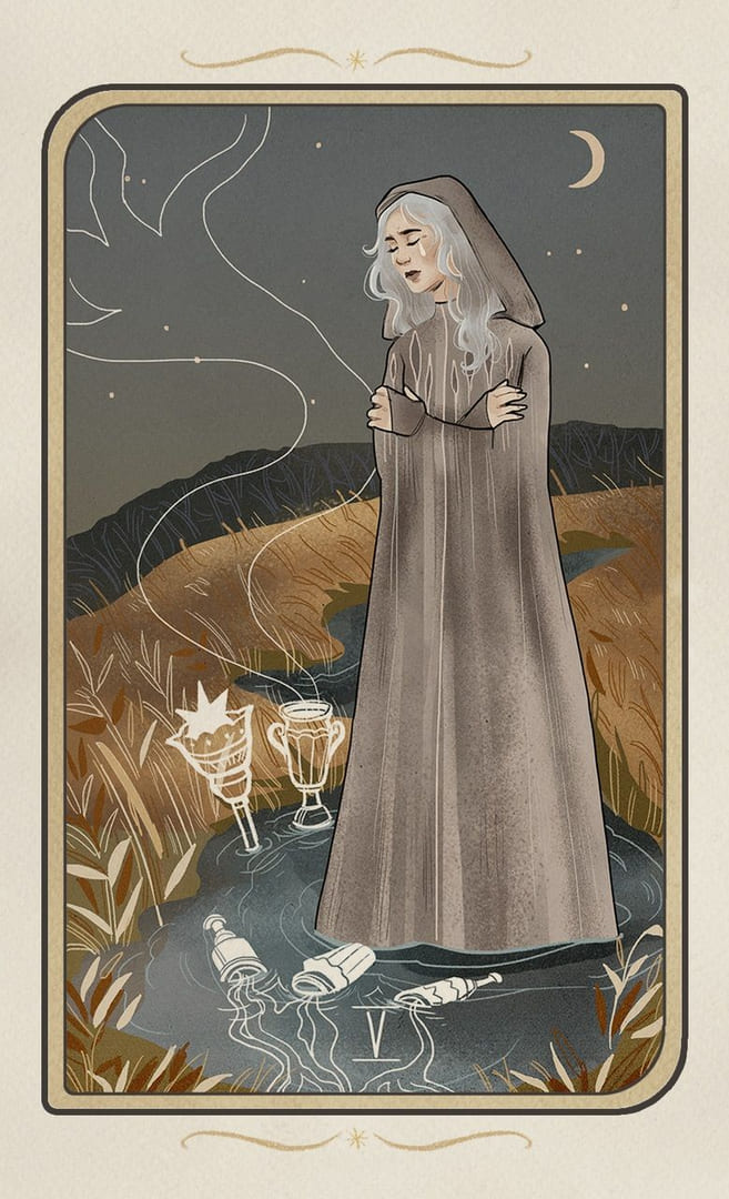 Cinco de Copas — Forgotten Legends Tarot