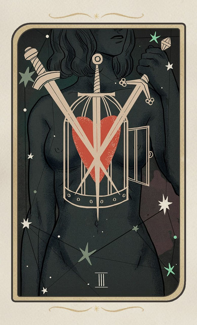 Three of Swords — Forgotten Legends Tarot