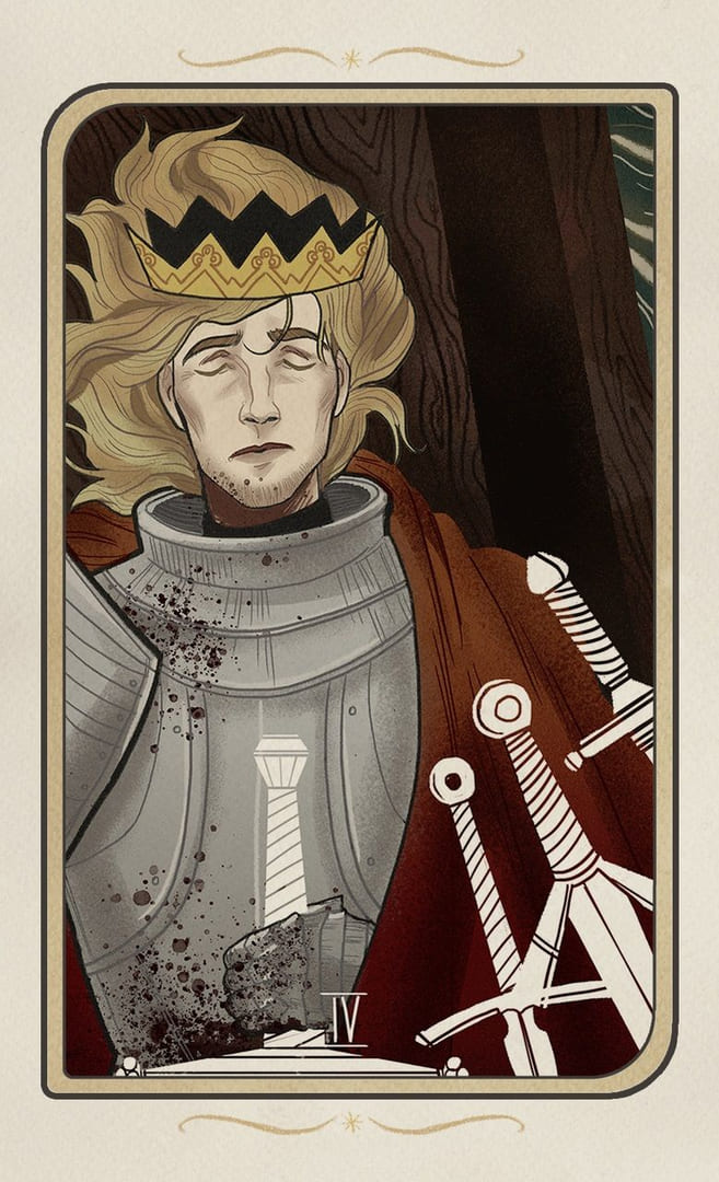 Cuatro de Espadas — Forgotten Legends Tarot