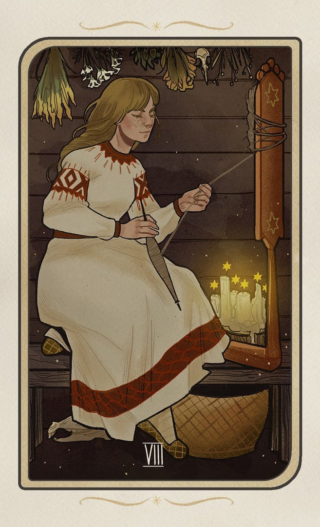 Ocho de Oros — Forgotten Legends Tarot