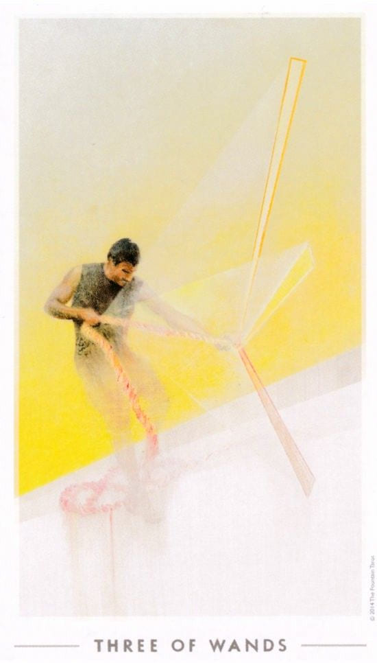 Three of Wands — The Fountain Tarot