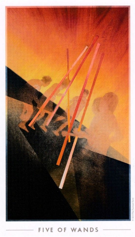 Five of Wands — The Fountain Tarot
