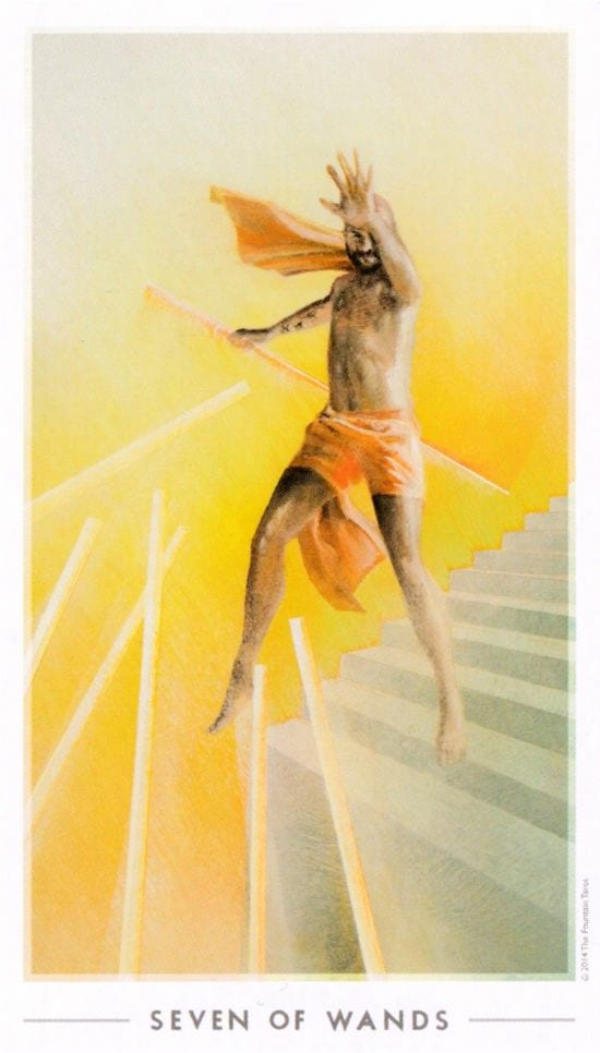 Seven of Wands — The Fountain Tarot