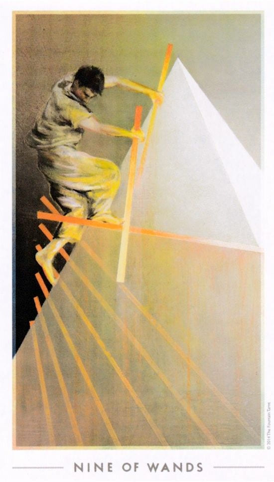 Nine of Wands — The Fountain Tarot