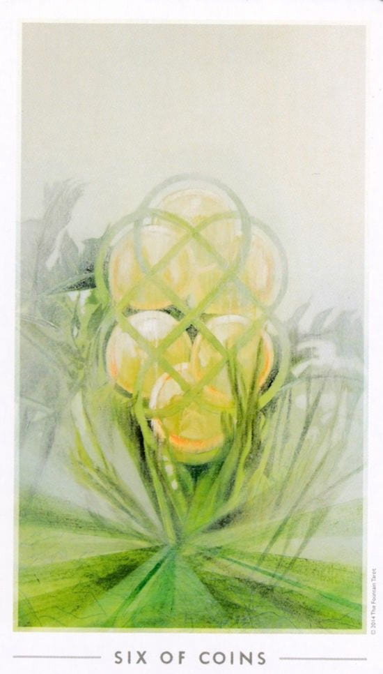 Six of Pentacles — The Fountain Tarot
