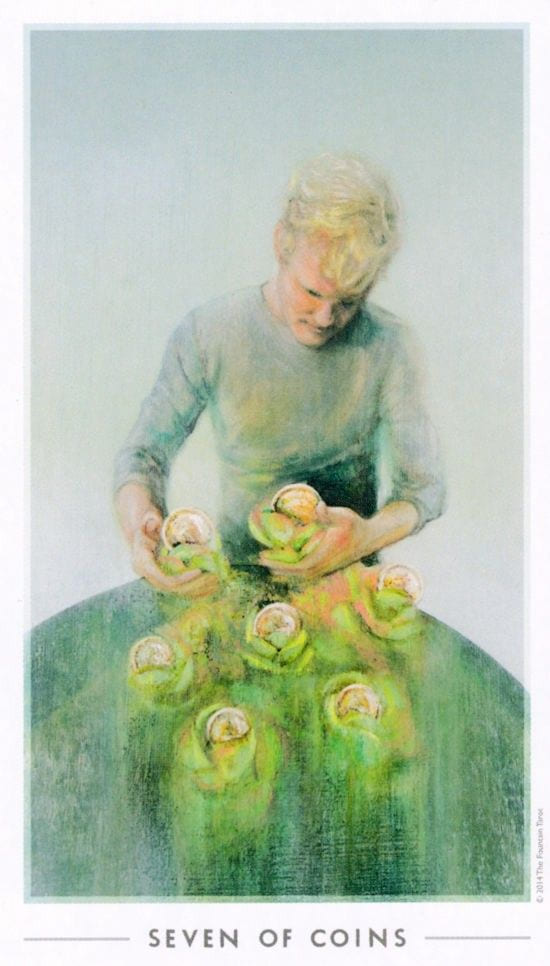 Seven of Pentacles — The Fountain Tarot