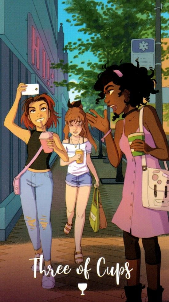 Tres de Copas — Cosmic Cycles Tarot