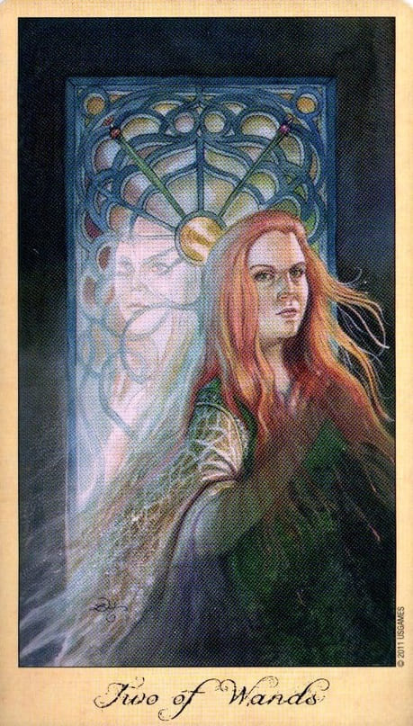 Dos de Bastos — Tarot de Fantasmas y Espíritus