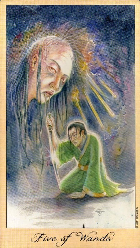 Five of Wands — Ghosts & Spirits Tarot