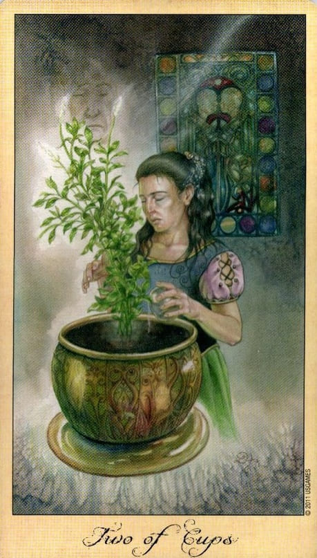 Dos de Copas — Tarot de Fantasmas y Espíritus