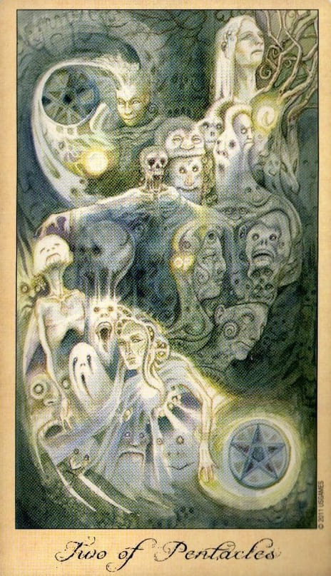 Dos de Oros — Tarot de Fantasmas y Espíritus