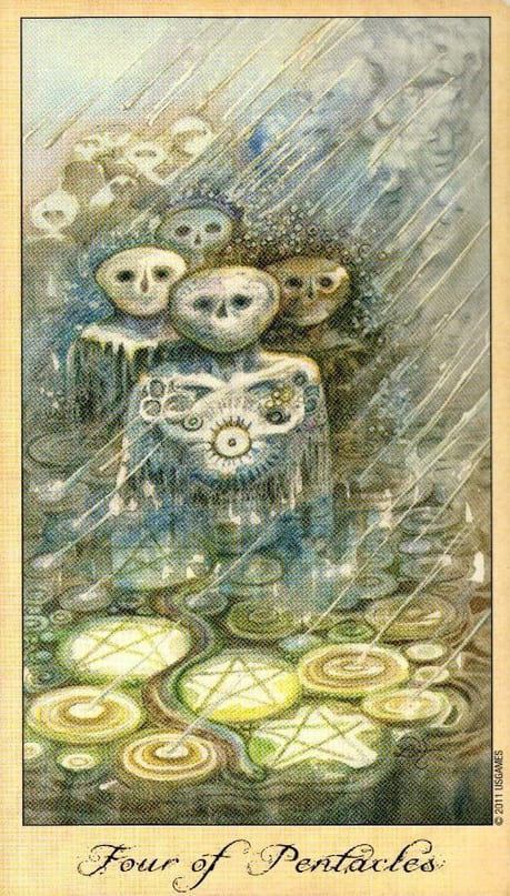Cuatro de Oros — Tarot de Fantasmas y Espíritus
