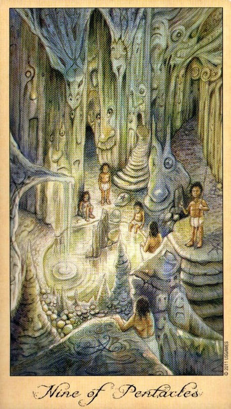 Nueve de Oros — Tarot de Fantasmas y Espíritus