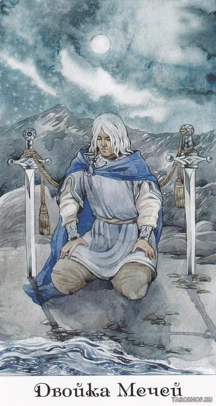 Dos de Espadas — Tarot of the Golden Wheel