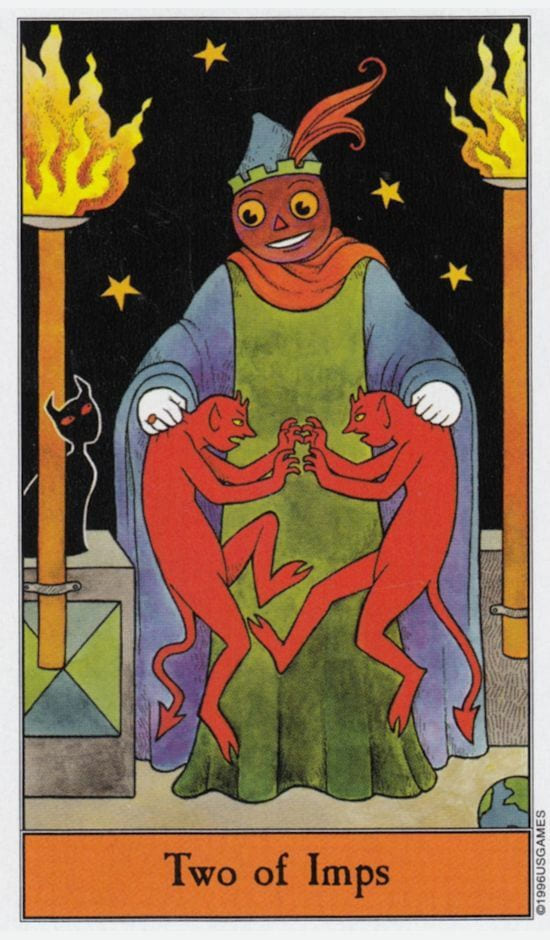 Dos de Bastos — Halloween Tarot