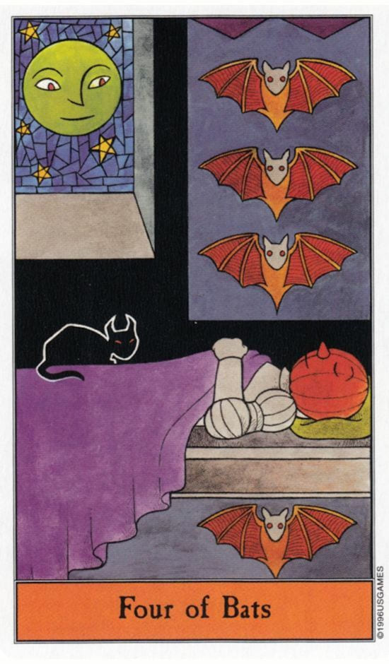 Cuatro de Espadas — Halloween Tarot