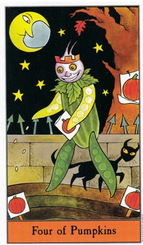 Cuatro de Oros — Halloween Tarot