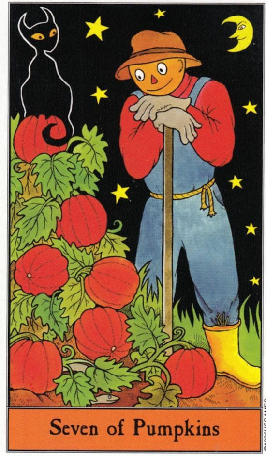 Siete de Oros — Halloween Tarot