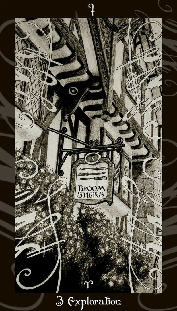Tres de Bastos — Tarot de Harry Potter