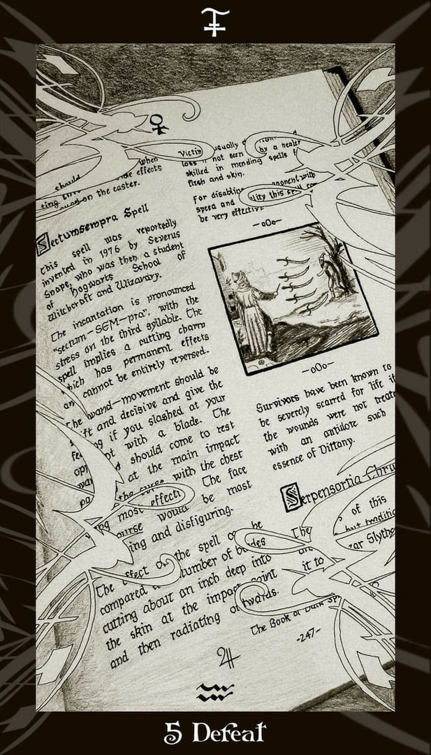 Cinco de Espadas — Tarot de Harry Potter